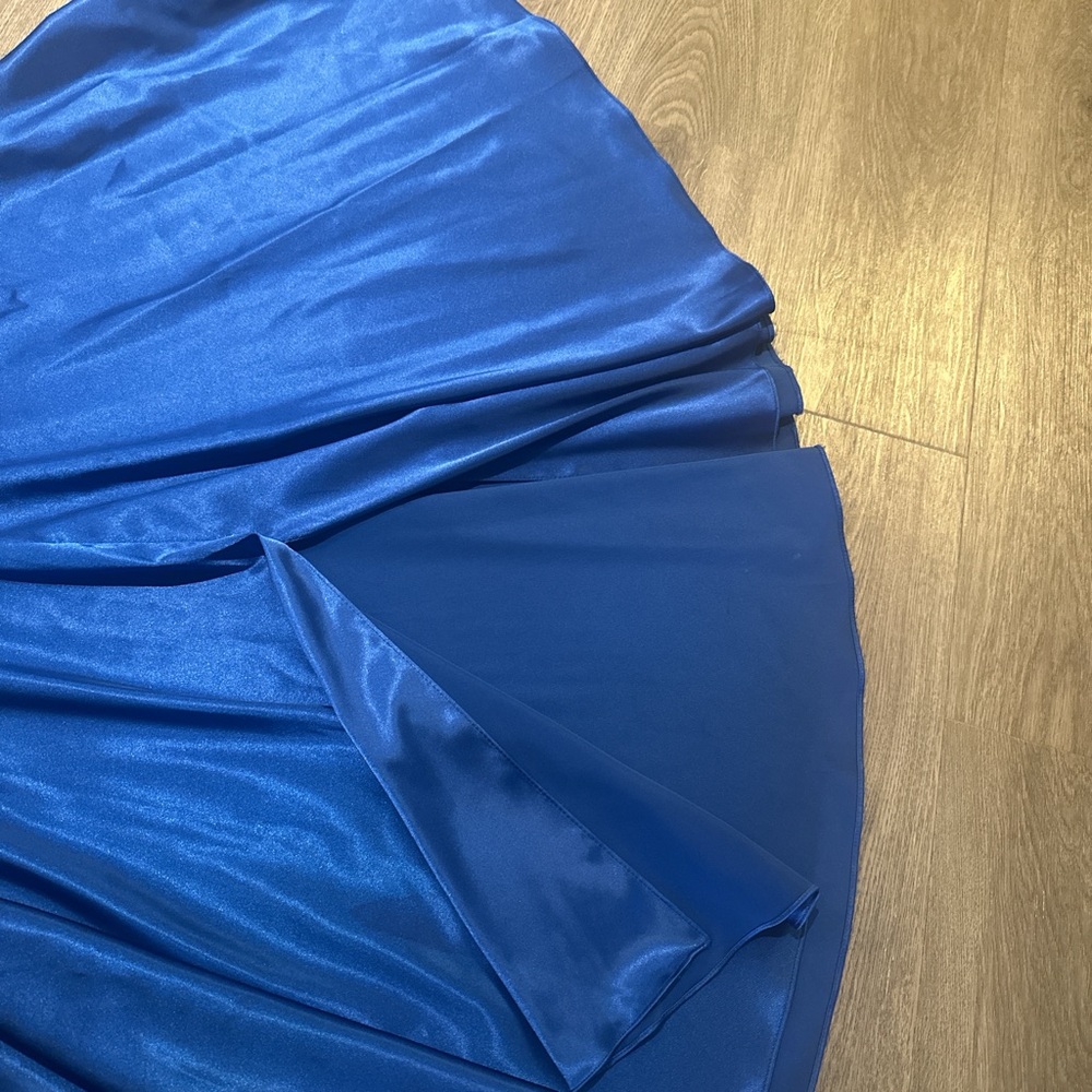 Xscape Blue Strapless Ruched Prom Gown - Picture 3 of 8
